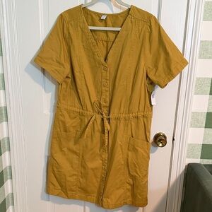 NWT Old Navy Mustard Yellow Dress Utility Shirtdress Size L